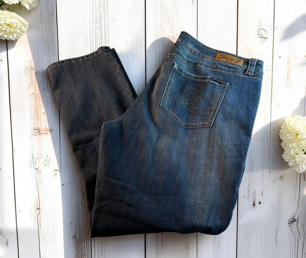 Seven7 Straight Leg Jeans Women's Size 24 Stretch Dark Blue Wash 32" Inseam